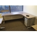 IKEA Galant Grey Woodgrain L Suite Desk w/ Matching Pedestal